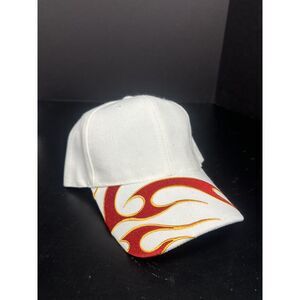 Caps Plus‎ Brand Blank White & Red Flames, Men's Cap - Hat, NEW